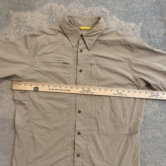 Mountain Hardwear Shirt Mens Large Beige Short Sleeve Button Up Hiking Outdoor - Picture 4 of 8